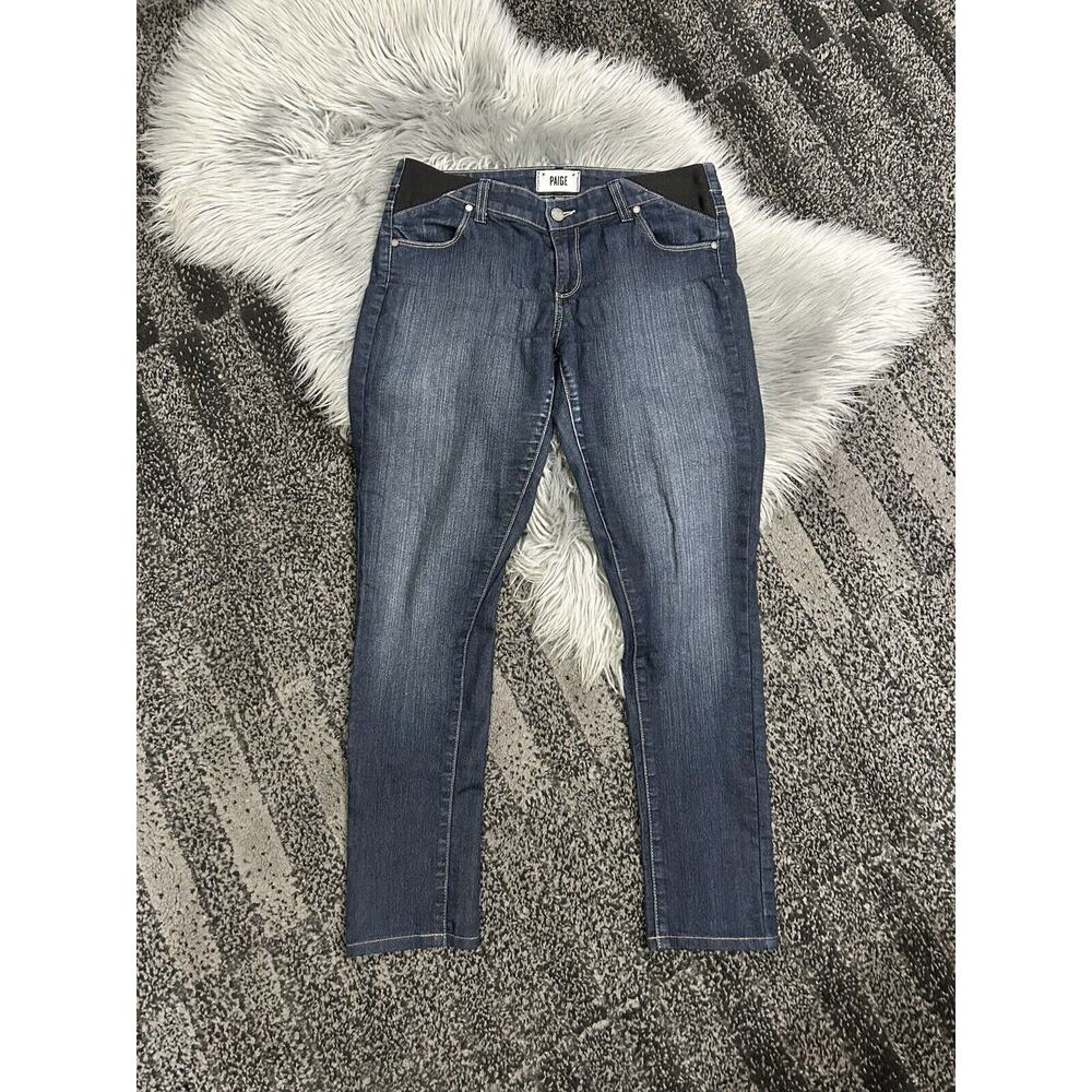 PAIGE Maternity Size 29 Skyline Skinny Jeans Stetchy Panel Dark Wash